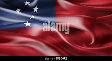 3D-Illustration einer samoanischen Flagge - realistisch winkende Stoffflagge Stockfoto