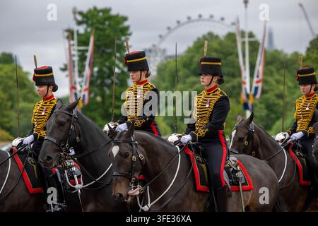 Horse Guards im Buckingham Palace in London, Großbritannien, am 2. Juli 2024. Stockfoto
