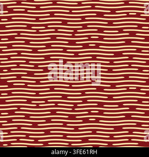Das geometrische Muster mit welligen Linien. Nahtloser Vektorhintergrund. Goldene und rote Textur. Einfaches Gitter-Grafikdesign Stock Vektor