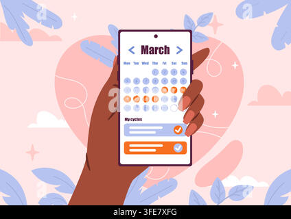 Menstruationszyklus-Tracker-Kalender-App Stock Vektor