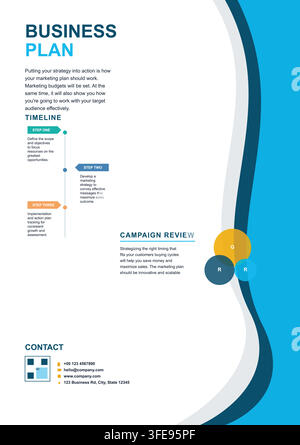 Geschäftsplan-Zeitplan und Marketing-Strategie-Infografik-Vorlage Stock Vektor
