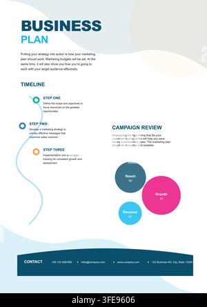 Strategische Geschäftsplan-Roadmap und Leistungskennzahlen-Infografik-Vorlage Stock Vektor