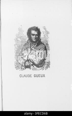 Claude Gueux, in einem Schwarzweißdruck von 1883, abgebildet im Sitzen und mit einem hochkragenigen Kleidungsstück. Stockfoto