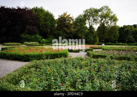 Bunte Rosenbeete in einem gestalteten öffentlichen Garten Stockfoto