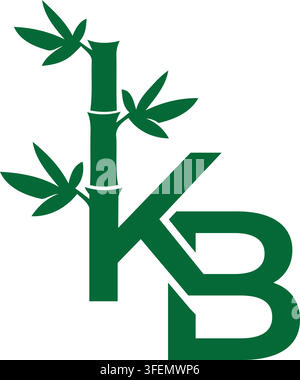 KB Bambus-Buchstaben-Logo-Design für natürliche und umweltfreundliche Markenbildung Stock Vektor