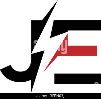 JE Electric Logo-Design für Elektrodienste und Energietechnikunternehmen Stock Vektor