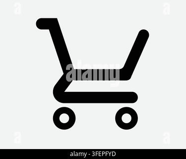 Push Cart Line Icon Checkout Kauf Trolley Online Einzelhandelsverkauf Check Out Kaufen Zeichen Umriss Linienform Symbol Stock Vektor