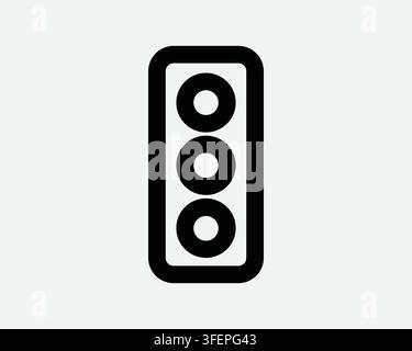 Ampel-Linien-Icon Schwarz-Weiß-Umriss-Vektorgrafik Straßenschild Straßenregulierung Stadtsignal Stock Vektor