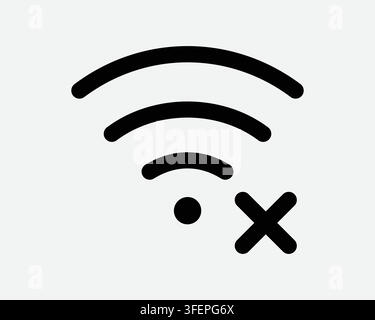 Wifi-Fehler-Symbol Schwarze Grafik Vektor-Ikone Netzwerkausfall Kein-Internet-Verbindung-Zeichen Stock Vektor