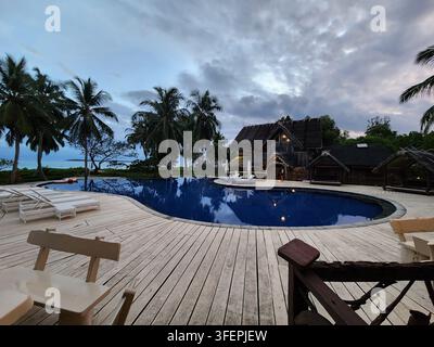 Kandui-Resort auf der Mentawai-Insel, sehr exklusives, schönes Resort, große Welle für großartige Surfer Stockfoto
