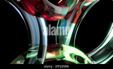Abstrakte farbige Glas-Kunststoff-Ringe Hintergrund 3D-Rendering Stockfoto