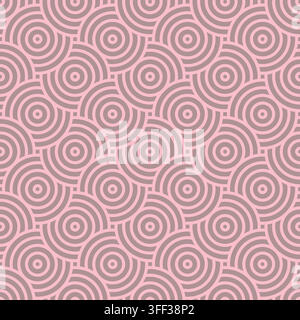 Nahtloses geometrisches Muster von konzentrischen Spiralen in weichen Rosa- und Cremetönen. Stock Vektor