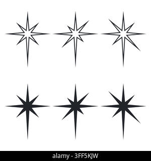 Minimalistisches Bethlehem-Stern-Symbol-Set Stock Vektor
