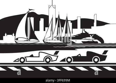 Sportwagenrennen in Monaco – Vektor-Illustrator Stock Vektor