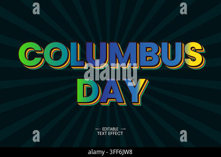 Columbus Day bearbeitbarer Text-Effekt-Banner oder Grußkartenvorlage Stock Vektor