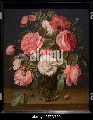 Rosen in einer Glasvase, ca. 1640-1645, Jacob van Hulsdonck (1582-1647), Mauritshuis-Museum, Den Haag, Niederlande Stockfoto