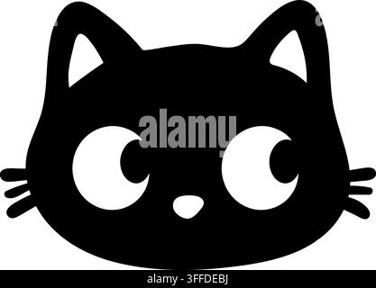 Lustige handgezeichnete schwarze Katze mit einem verspielten Seitenblick und einem subtilen Grinsen, die eine freche und schelmische Stimmung zeigt. Stock Vektor
