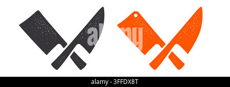 Professionelles Fleischermesser und Fleischbeil-Emblem Stock Vektor