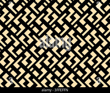 Abstraktes geometrisches Muster. Ein nahtloser Vektorhintergrund. Goldenes und schwarzes Ornament. Graphisches modernes Muster. Einfaches Gittergrafikdesign Stock Vektor