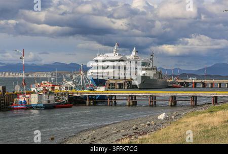 Puerto Williams Naval Base, die südlichste Stadt der Welt, chilenisches Patagonien, chilenische Marine, Beagle Channel Stockfoto