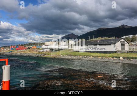 Puerto Williams Naval Base, die südlichste Stadt der Welt, chilenisches Patagonien, chilenische Marine, Beagle Channel Stockfoto