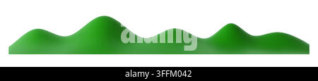 Rollende grüne 3D-Hügel mit glatter, glänzender Schattierung. Geschichtete grasbewachsene Bergsilhouette mit abgerundeten Gradientgipfeln für umweltfreundliche Banner, Parkschilder Stock Vektor