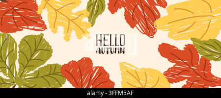 Strukturiertes Herbstblätter-Rahmen mit handgeschriebenem Text-Vektor-Banner-Design Stock Vektor