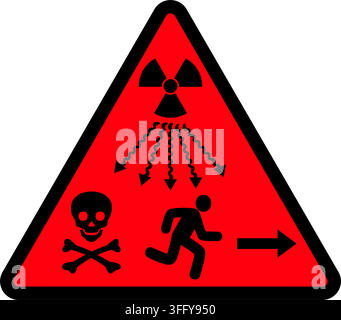 Warnschild für ionisierende Strahlung. Alarm Radioaktivität. Neu. Stock Vektor