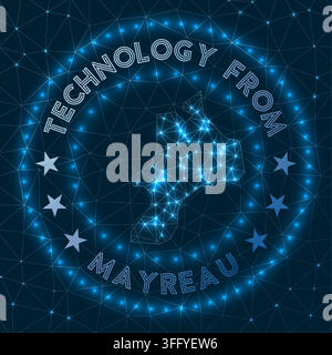 Technologie von Mayreau. Futuristisches geometrisches Abzeichen der Insel. Technologisches Konzept. Rundes Mayreau-Logo. Vektorillustration. Stock Vektor