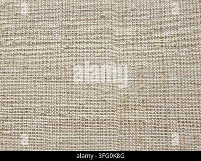 Natürliche beige Leinenstofftextur, Nahaufnahme von gewebtem Textilhintergrund Stockfoto