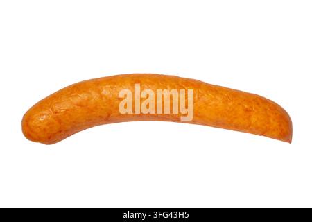 Geräucherte Wurst isoliert auf weißem Hintergrund. Fleischprodukt zum Kochen und zur Ernährung. Konzept der Lebensmittelindustrie und kulinarischen Zutat. Stockfoto