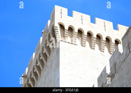 Zinnen am Palais des Papes in Avignon, Frankreich Stockfoto