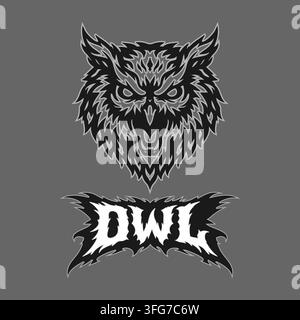 Vektor-Tribal-Eulen-Logo mit Text auf einem Hintergrund Stock Vektor
