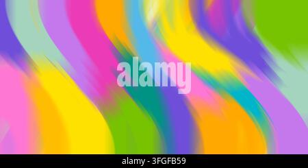 Abstrakter heller Hintergrund mit welligen holografischen Neon-Gradientenwirbeln und Bewegungsunschärfe-Effekt. Dynamisches farbenfrohes Design für Banner, Cover und Web. Stockfoto