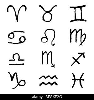 Handgezeichnetes Bleistift-Sternzeichen-Set Skizze Astrologie-Symbole-Vektor Stock Vektor