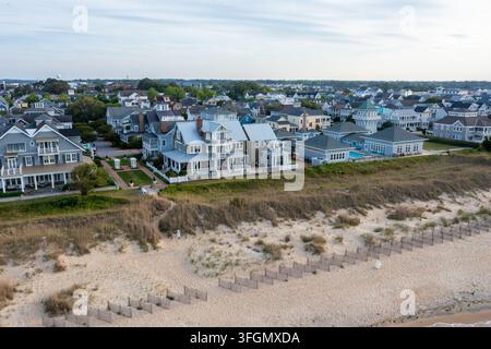 Luftaufnahme von Strandhäusern am East Beach Oceanview in Norfolk, Virginia Stockfoto