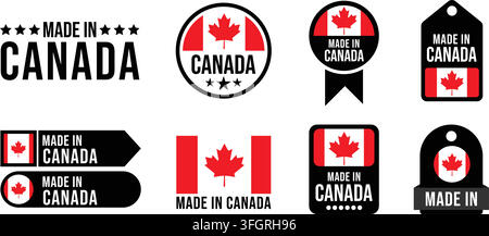 In Kanada gefertigtes Vektor-Label-Badge-Clipart-Set für die Produktwerbung Stock Vektor