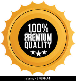 100 Prozent Premium-Qualität Gold Sunburst-Abzeichen Vektorillustration Glänzendes Design Stock Vektor