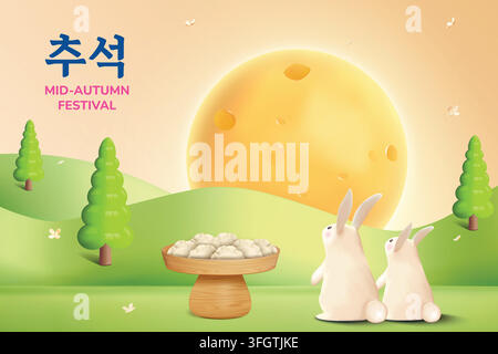 Chuseok - Koreanisches Erntedankfest-Banner-Vektorillustration Stock Vektor