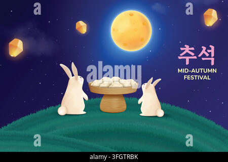Chuseok - Koreanisches Erntedankfest-Banner-Vektor-Illustration. Stock Vektor