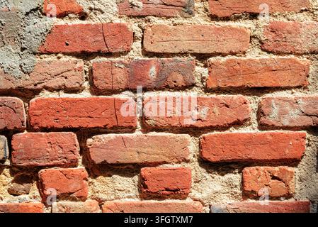 Ziegelwandhintergrund. Rote Ziegelmaueroberfläche Stockfoto