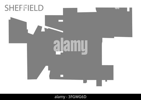 Moderne flache Vektorkarte von Sheffield, Illinois, Vereinigte Staaten. Detaillierte Stadtgrenzen-Silhouette in Grau auf weißem Hintergrund. Stock Vektor