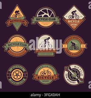 Fahrradclub-Sportabzeichen und Embleme Set Vektorillustration Stock Vektor