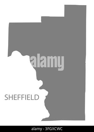 Moderne flache Vektorkarte von Sheffield, Ohio, Vereinigte Staaten. Detaillierte Stadtgrenzen-Silhouette in Grau auf weißem Hintergrund. Stock Vektor