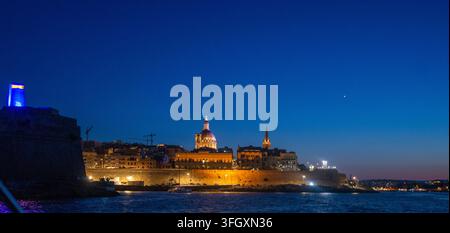 Valetta bei Nacht, Malta Stockfoto