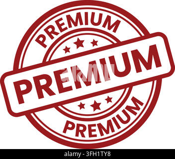 Premium rotes Gummistempel-Siegel-Badge-Symbol für die Geschäftsdokumentenprüfung Vektorillustration auf weißem Hintergrund Stock Vektor