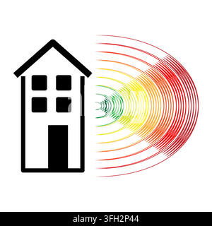 Smart-Home-WLAN-Signalwellenarchitektur mit farbigem Vektor-Icon. eps 10. Stock Vektor