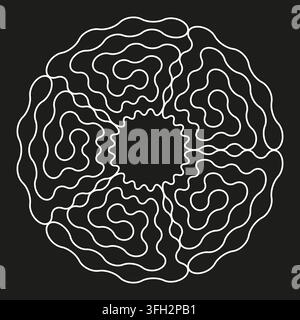Wellenzug-Mandala-Vektorform zeigt geometrisches Labyrinthmuster. Es repräsentiert kreatives abstraktes Ornament. eps 10 Stock Vektor