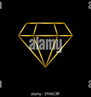 Diamant-Symbol. Metallische Gold-Symbol-Sammlung. Stock Vektor