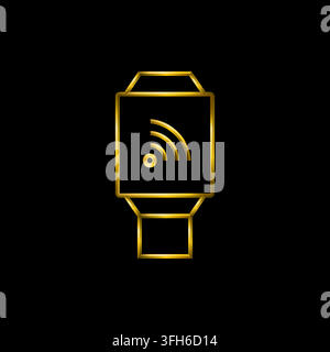 Smartwatch-Symbol. Sammlung von metallischen Gold-Icons. Stock Vektor